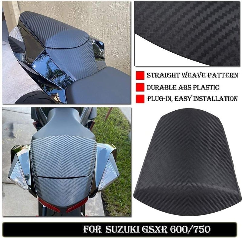 FATExpress Motorcycle Carbon Pattern Rear Passenger Pillion Solo Fairing Tail Cover Rear Seat Cowl for Su.zuki GSXR600 GSXR750 GSXR GSX-R 600 750 2011-2015 2016 2017 2018 2019 2020 2021 2022 2023 (Matte Black) - Image 2